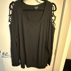 Torrid Black Blouse with Unique Sleeve Design